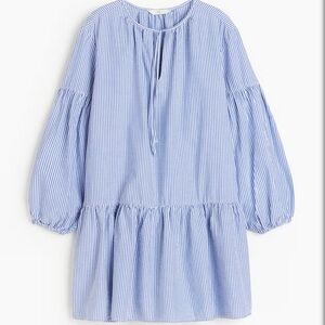 H&M Blue Striped Cotton Dress Large